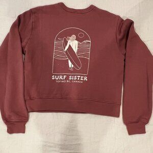Brand New Suf Sister Crop Long Sleeve Fleece Hoodie Size XS color: Brick